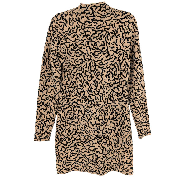 Frame Mock Neck Jacquard Animal‎ Print Mini Sweater Dress Maximalist Mobwife Med - Picture 6 of 13